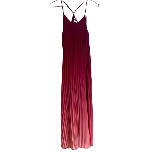 BAR III PINK/PURPLE OMBRÉ SLEEVELESS FLOWY MAXI DRESS, RIPPLED DETAILING SIZE XS - Picture 1 of 13